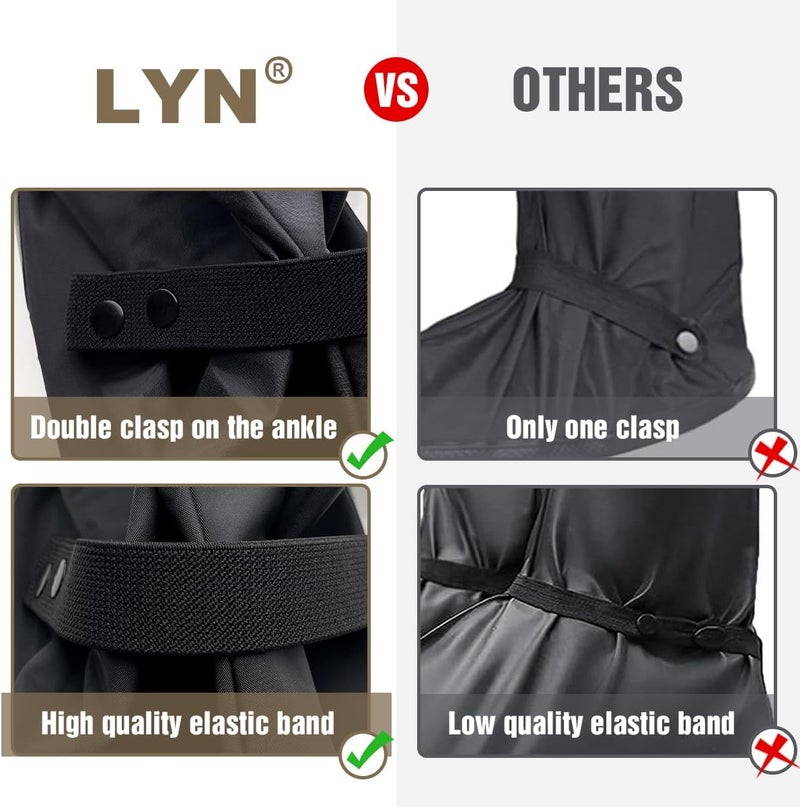 LYN Wild Gear： Waterproof Non-Slip Rain Boot Shoe Covers/Overshoes with Reflector&Zipper - Black, Reusable Foldable Insulation for Hunting Cycling Snow&Rainy Days - Image 3